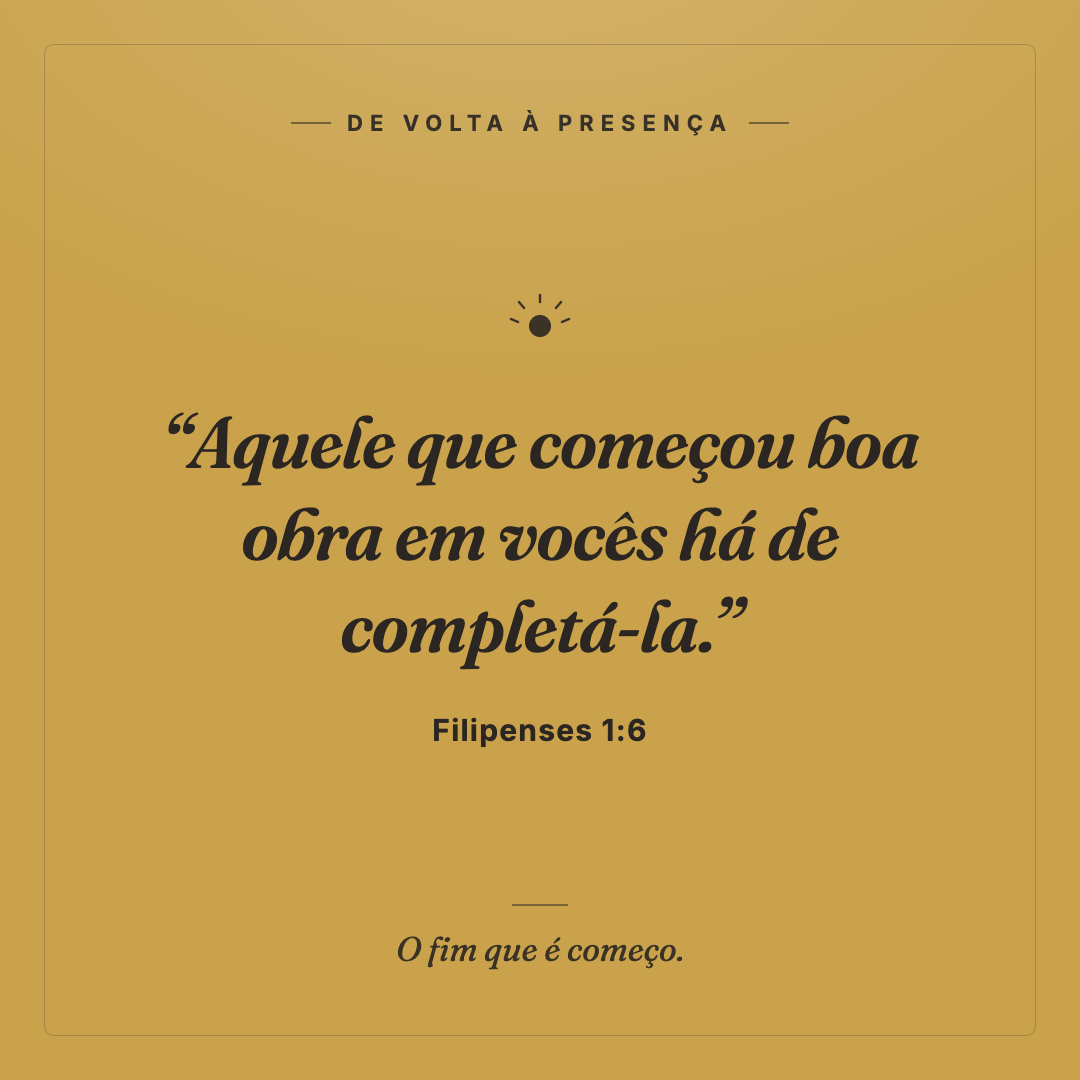 Scripture card do Dia 7 com o versículo de Filipenses 1, no estilo visual da jornada De Volta à Presença